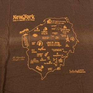 New York Manhattan NYC Hawaiian Neigborhood Map TShirt Mens XL Brown Bogus Tee